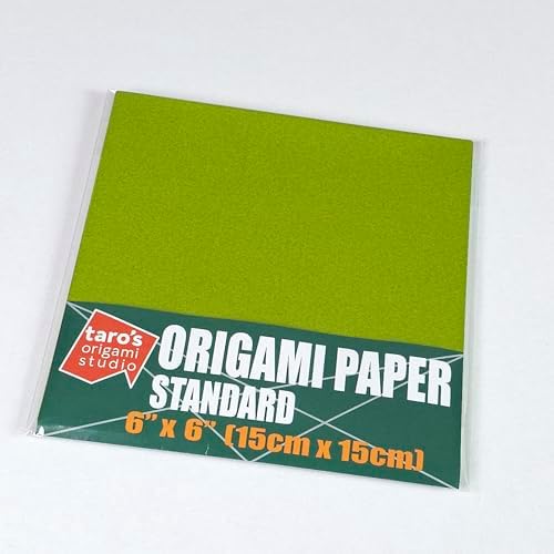 [Taro's Origami Studio] Standard 6 Inch One Sided Single Color (Green) 50 Sheets (All Same Color) Square Easy Fold Premium Japanese Paper for Beginner (Made in Japan) - Image 3