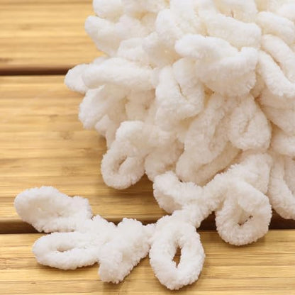 JubileeYarn Fun Finger Loops Yarn - Ivory - 5 Skeins - Image 3