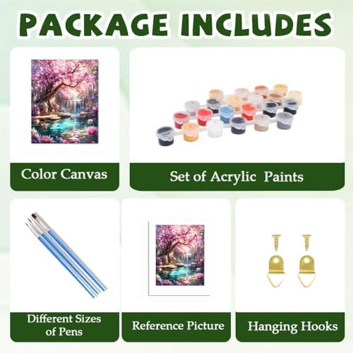 ICYANART Dream Tree Paint by Numbers Kit for Adults, Fantasy Waterfall Pink - Image 4