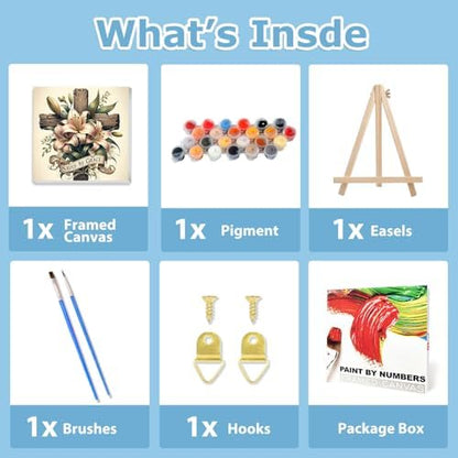 Cross Paint by Numbers Kit for Adults Beginner, Paint by Numbers 10x10 Inch - Image 4