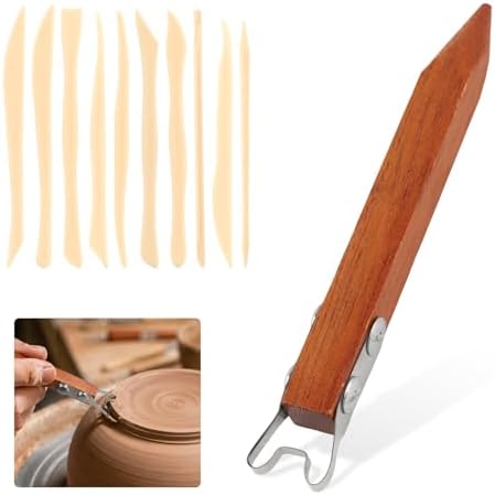 Pottery Trimming Tool for Clay and Ceramics, Double Ended Stainless Steel Pottery Wheel Tool with 10 Pack Clay Sculpting Tools for Bowl, Cup and Vase Foot Trimming (6 mm) by Unknown