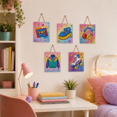 15 Pcs Unfinished Wood Crafts to Paint for Adults, 5.9x4.7 Inch Fashion Life Paintable Wood Slices Craft Supplies with Ropes, Bulk Predrilled Wooden Ornaments for DIY Painting Craft Decor - Image 5