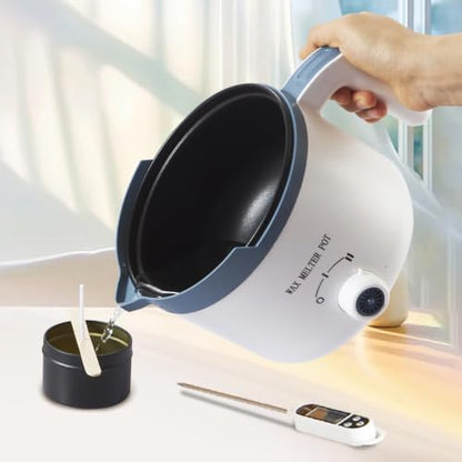 KQU Wax Melting Pot with Thermometer, Electric Wax Melter for Candle Making with Spout 1.5Qt, Small Double Boiler Pot Set for Beginner Adults - Image 6