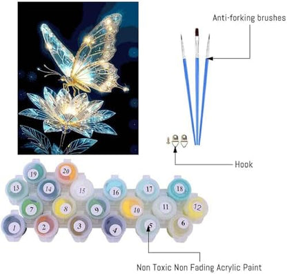 Paint by Numbers Kit for Adults,Crystal Butterfly Paint by Number 16x20 In - Image 5
