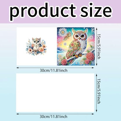 6PCS Owl Diamond Art Painting Greeting Cards Kit with Envelopes - 5D DIY Diamond Art Card Kits for Adults - Handcrafted Postcards for Birthday & Holiday - Image 4