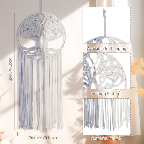 Tree of Life Macrame Kit for Adults Beginners Dream Catcher Macrame Wall Hanging Decor with Video Tutorials Handmade Woven Boho Home Decor for Bedroom Dorm Decoration - Image 3