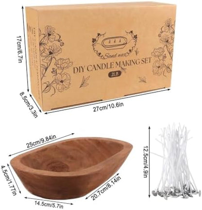 Wfmolcand 2 lb Natural Pearl Wax Sand DIY Set with Wooden Bowl & 20 Wicks, Unscented Aroma Beads, Reusable Pearled Candle Wax for DIY Home Kit, Powder Beads Refill Available - Image 4