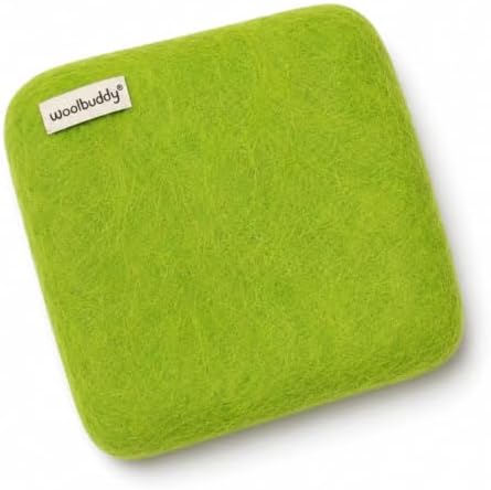 Woolbuddy Needle Felting Mat 6 x 6 x 1.5 Inch (Lime), Pure Wool Felt Pad by Woolbuddy
