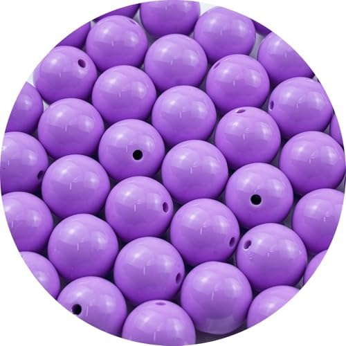 40pcs Acrylic Round Beads for Crafts 16mm Resin Candy Color Spacer Beads with Hole for Jewelry Making Sewing Crafts Decoration Necklaces Bracelets Earrings Supplies(Light Purple) by Unknown