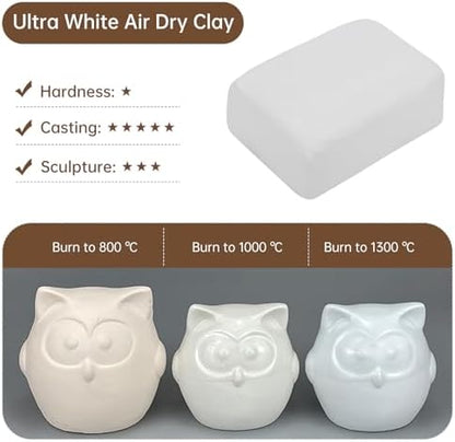 Sculpting Clay, Modeling Clay, 5.5lbs Natural Air Dry Clay Kit with Pottery Sculpting Tool Set, Pottery Clay for Adult - Bright White - Image 2