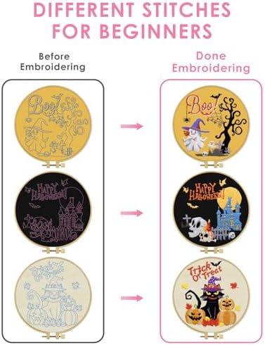 TINDTOP Halloween Embroidery Kit for Adult, Embroidery Stitch Practice kit - Image 3