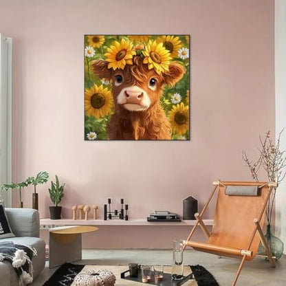 Highland Cattle Cross Stitch Kits for Beginners Adults, Sunflower Patterns Dimensions Needlepoint Art Crafts,Counted Cross Stitch Kits Embroidery Kits for Beginners Adults for Home Decor - Image 5
