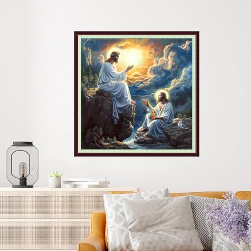 Dooxvey Cross Stitch Kits for Adults Beginners,Full Range of Cross-Stitch Stamped Kits Needlepoint Kits for Beginners Embroidery Kits 11CT Cross Stitch Patterns-Jesus' Prayer 18x18 inch - Image 2