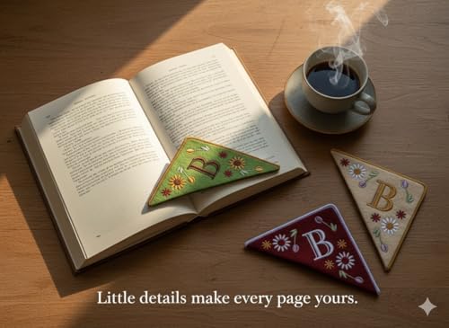 Personalized Embroidered Corner Mark, 4 Pack, Finished Initial Felt Bookmark Corner, Gift for Book Lover - Image 4
