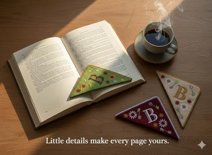 Personalized Embroidered Corner Mark, 4 Pack, Finished Initial Felt Bookmark Corner, Gift for Book Lover - Image 4
