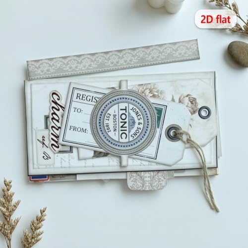 XINPOCUT Trifold Folio Mini Project,Folio Booklet Craft Kit, Junk Journal Kit, Scrapbooking Supplies, Journaling Decor, Mini Folio Writer Folder Project, Arts & Crafts Gifts - Image 6