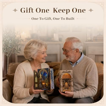 MiniCity 2-Pack DIY Book Nook Kits, Pantheon and Notre-Dame Models with LED - Image 3