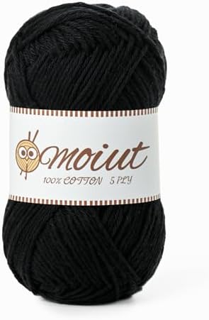 Cotton Yarn for Crocheting, Baby Yarn for Crocheting Soft, 131yds / 1.76oz Fluffy Amigurumi Crochet Yarn, 5 Ply 100% Milk Cotton Yarn for Puzzle、Socks、Clothes(Black) by OMoiut