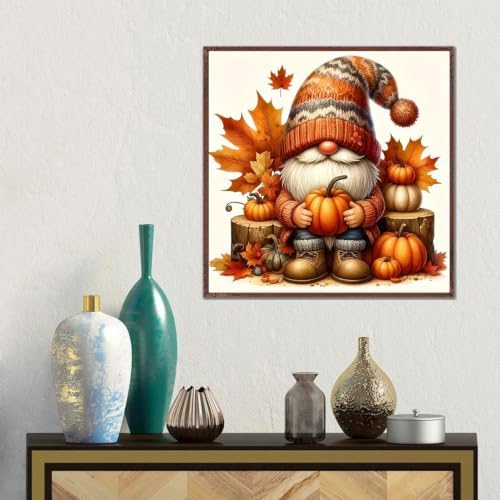 Thanksgiving Gnome Stamped Cross Stitch Kits for Beginners Adults - Pumpkin Counted Cross Stitch Kits Needlepoint Cross-Stitch Patterns Dimensions Needlecrafts Embroidery Kits Arts and Crafts - Image 3