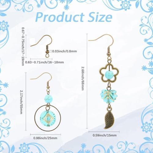 SUNNYCLUE 10 Pairs Baroque Earrings for Women Vintage Earrings for Women Trendy 2025 Acrylic Antique Bronze Tibetan Style Retro Turquoise Gemstone Bohemian Boho Jewelry Set Christmas Wedding Gift DIY - Image 3
