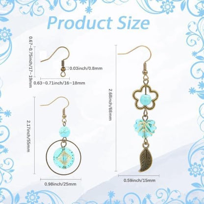 SUNNYCLUE 10 Pairs Baroque Earrings for Women Vintage Earrings for Women Trendy 2025 Acrylic Antique Bronze Tibetan Style Retro Turquoise Gemstone Bohemian Boho Jewelry Set Christmas Wedding Gift DIY - Image 3