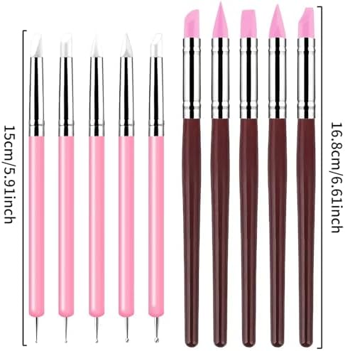 10 Pcs Silicone Clay Sculpting Tools Set, Double-Ended Dotting Tools & Silicone Brushes for Polymer Clay, Air Dry Clay, Pottery & DIY Crafting-Pink - Image 5