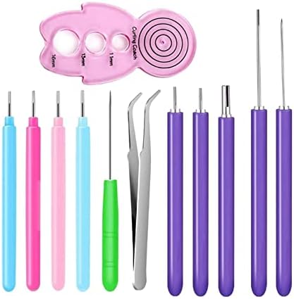 Quilling Tools Set for Beginner Card Making | Hand Crafted Pen Art Tool | DIY Paper Quilling Kit for Adults | Rust-Proof Plastic Slotted Pen | Crafting - 12 Pieces by Unknown