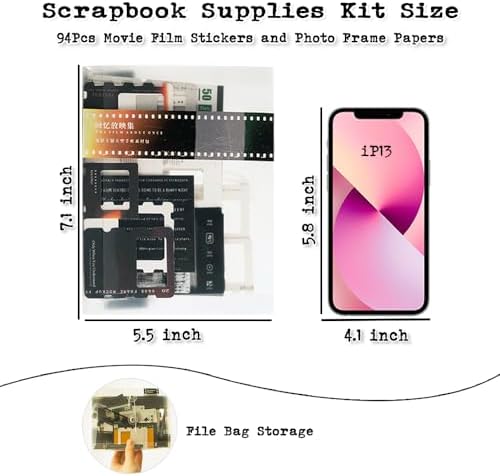 Diuhofart 94Pcs Scrapbooking Supplies Kit, Old Film Strips Photo Frames for Junk Journal Supplies, Scrap Booking Cutouts Papers Scrapbook Materials, Quote Stickers for Journaling, Collage - Image 5