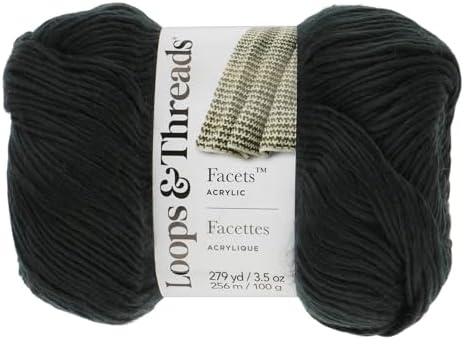 Loops & Threads Facets Yarn - Yarn for Knitting, Crochet, Weaving, and Arts & Crafts - Black, Acrylic, 3.5 oz - Image 5