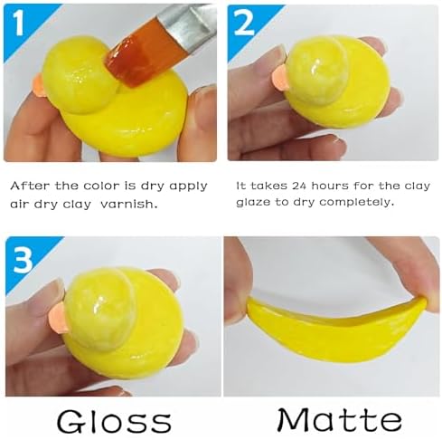 2 x 200ml Air Dry Clay Glaze, Protect Clay Surfaces, Gloss & Matte Glaze - Image 5