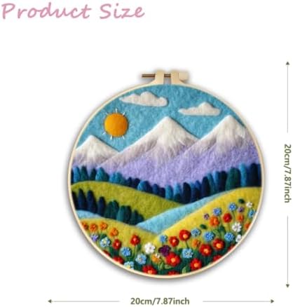 CaptainCrafts DIY Needle Felting Starter Kit with Picture Hoop, Foam Pad, Felt Cloth, Instructions for Home Decoration, Beginner Art Craft (Mountain Scenery Bathed Sunlight) - Image 2