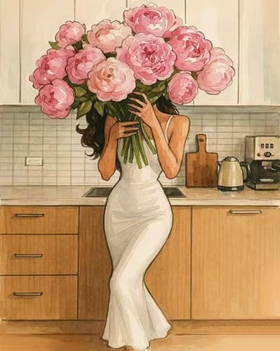 ZRIZQ Paint by Numbers Kit for Adults Beginner,Woman with Flowers,16X20 by ZRIZQ