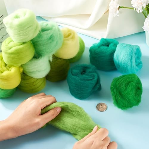 75G Needle Felting Wool Green Wool Roving for Needle Felting Multicolor Soft Spinning Wool Bulk for Felting DIY Crafts Hand Spinning Supplies - Image 3