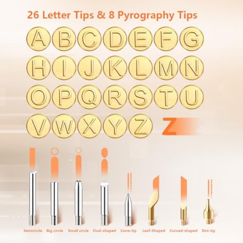 Wood Burning Pen Kit Leather Burner Tool | 26 Letter | 8 Stencil - Image 5