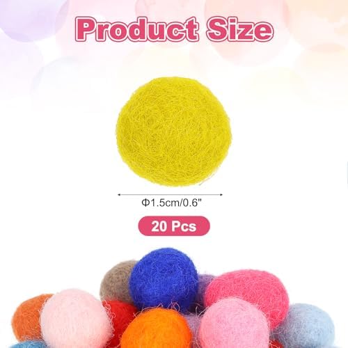 PATIKIL Wool Felt Balls Beads Wool Felting Pom 1.5cm 15mm Yellow for Home Decor DIY Crafts Handcrafts Project Pack of 20 - Image 2
