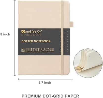 &And Per Se Dotted Journal Kit, A5 Hardcover Dot Grid Journal Notebook Set for Beginners with Journaling Supplies Stencils, Stickers, Washi Tapes & Colored Pens Accessories (Light Apricot) - Image 2