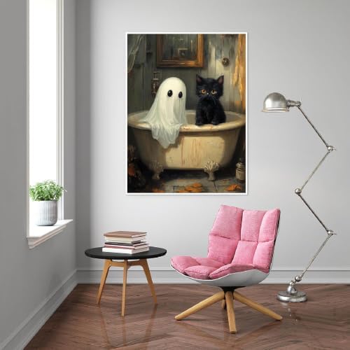 Eiazuiks Halloween Stamping Cross Stitch Kit, Ghosts and Cat Halloween Counting Cross Stitch Kit for Adult Beginners, Full Line DIY Stitching Kit for Home Decor Cross Stitch Patterns 12x16 inches - Image 3