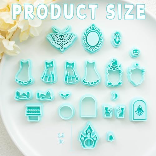Tainsky Halloween Clay Cutters - 22 Shapes for Polymer Clay Cutters for Earrings（C） - Image 6