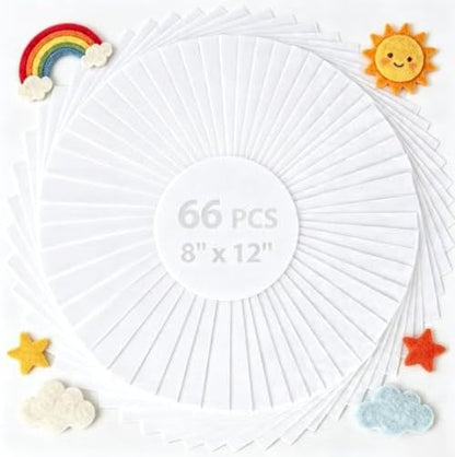 12x8 Inch 66Pcs White Felt Sheets, Craft Supplies, by Unknown