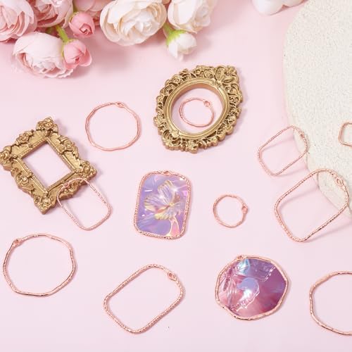 48 Pcs Alloy Open Back Bezel Pendants, 6 Styles Hollow Frame Pendants Ring for Resin Jewelry Making - Image 5