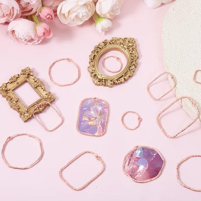 48 Pcs Alloy Open Back Bezel Pendants, 6 Styles Hollow Frame Pendants Ring for Resin Jewelry Making - Image 5