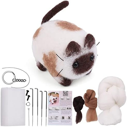 QMNNMA Needle Felting Kits for Beginners, Siamese Cat Wool Felting Kit by Qmnnma