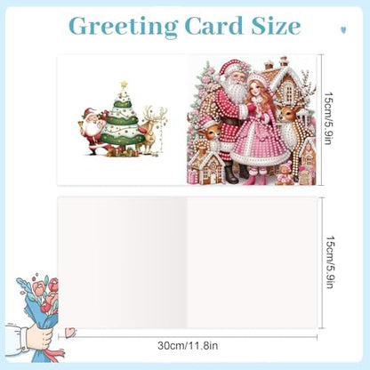 MVVMTOP 6pcs Christmas Diamond Painting Greeting Card with envelopes, DIY Santa Claus Diamond Art Greeting Card for Blessing and Wish Special Shaped Arts Crafts for Birthday Thanksgiving Day - Image 2