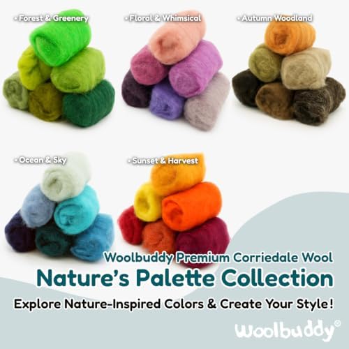 Woolbuddy Corriedale Wool Roving for Needle Felting (Pink Purple) 20g Each - Image 4