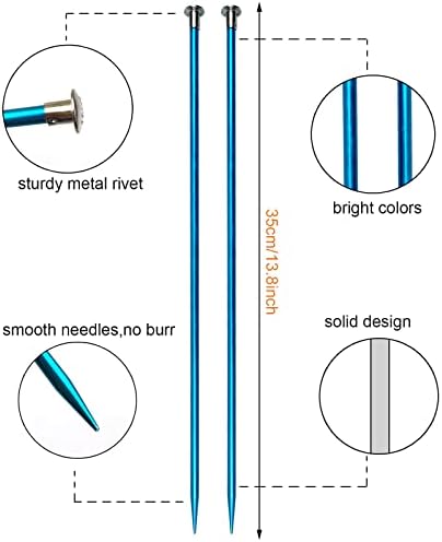 Mdoker 13.8 Inch Aluminum Knitting Needles,Colored Straight Single Pointed Metal Sweater Knitting Needle for DIY Knitting Projects,Size US 4(3.5mm) - Image 2