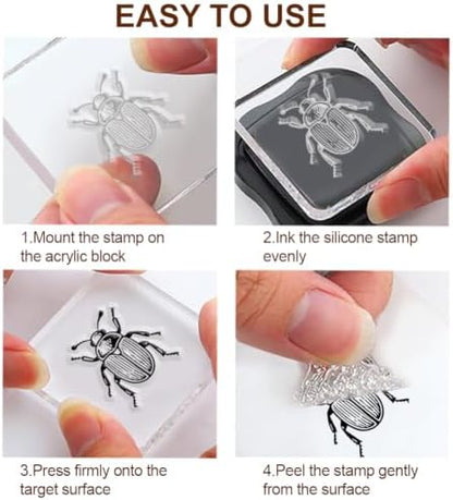 6Pcs Flower Clear Stamps for Card Making, Mushroom Silicone Stamps for Crafting & DIY Scrapbooking, Butterfly Journaling Decor,Flower Fairies,Birthday Words with Blessings - Image 5