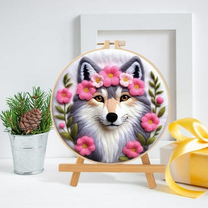 Eforcase Needle Felt Starter Set, Wool Felt Painting Needle Felting Kit, Felt Painting Kit for Adult Beginners Floral Animal Flowers Wool Needle Felt Set with Felt Needle, Picture Frame Home Decor - Image 2