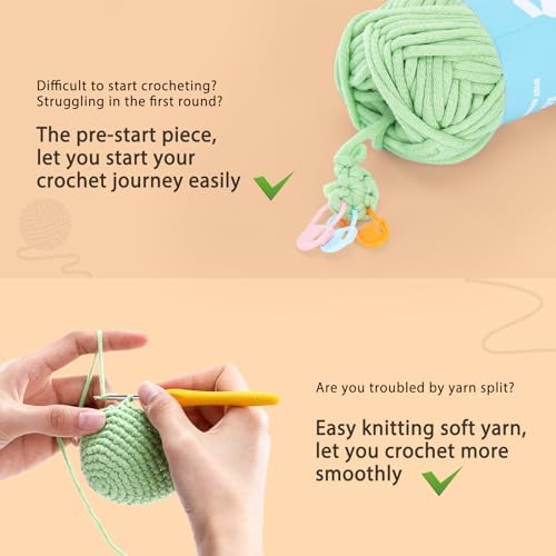 Crochet Kit for Beginners: 2 PCS Red & Blue Mushroom Starter Crochet Kits with Step-by-Step Video Tutorials and Yarns, Hook, Accessories, DIY Craft Gift for Adults and Teen(30%+ Yarn) - Image 6