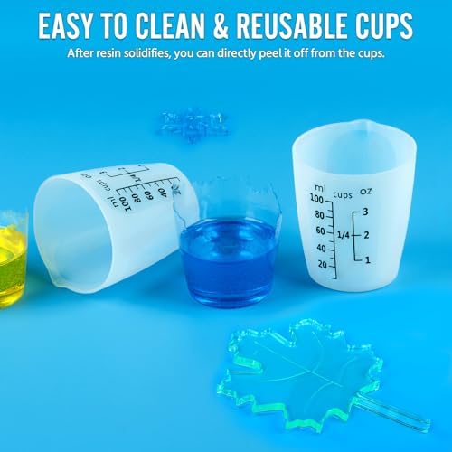 10Pcs Silicone Resin Mixing Measuring Cups 100ml / 3oz for Resin Supplies, Easy-to-Read Black Marks, Non-Stick Reusable Silicone Pouring Cups for Epoxy Mixing - Image 7