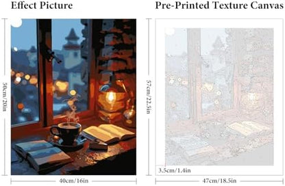 Fountor Window View Paint by Numbers Kit for Adults Beginner, Coffee Adult Paint by Number Kits on Canvas Without Frame, Acrylic Painting by Numbers for Home Decor Gift 16” W x 20”L - Image 3